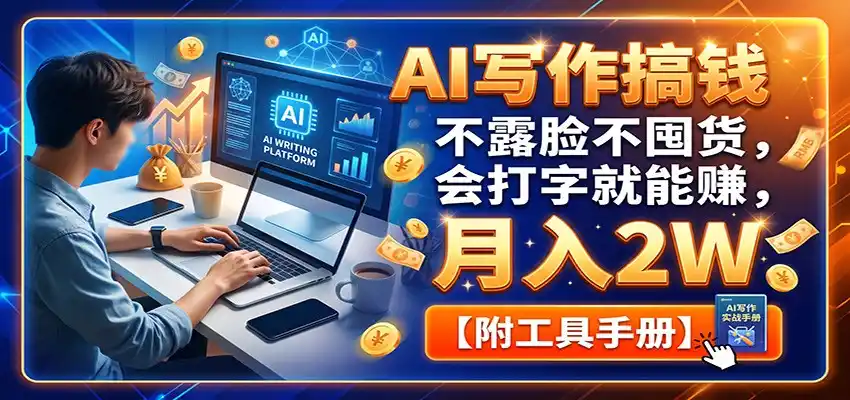 图片[1]-AI写作搞钱：不露脸不囤货，会打字就能赚，月入2W【附工具手册】-海豚优课资源库